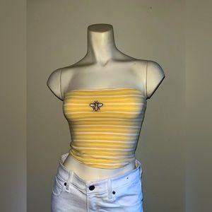Hollister Yellow Striped Bee Bandeau XS